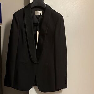 Studio Black Satin Lapel Blazer